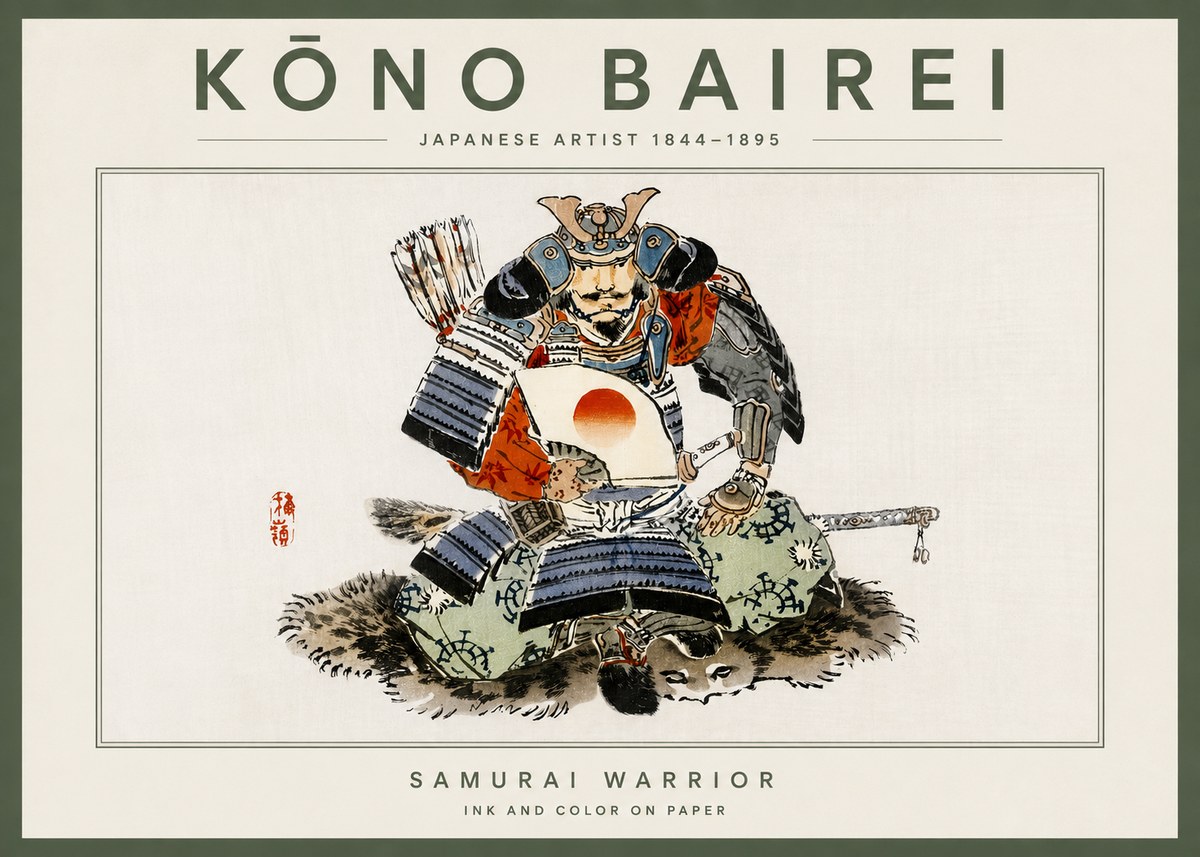 Kōno Bairei Samurai Warrior No4 - Plakát