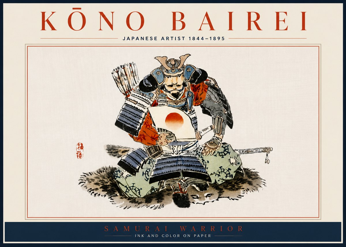 Kōno Bairei Samurai Warrior No5 - Plakát