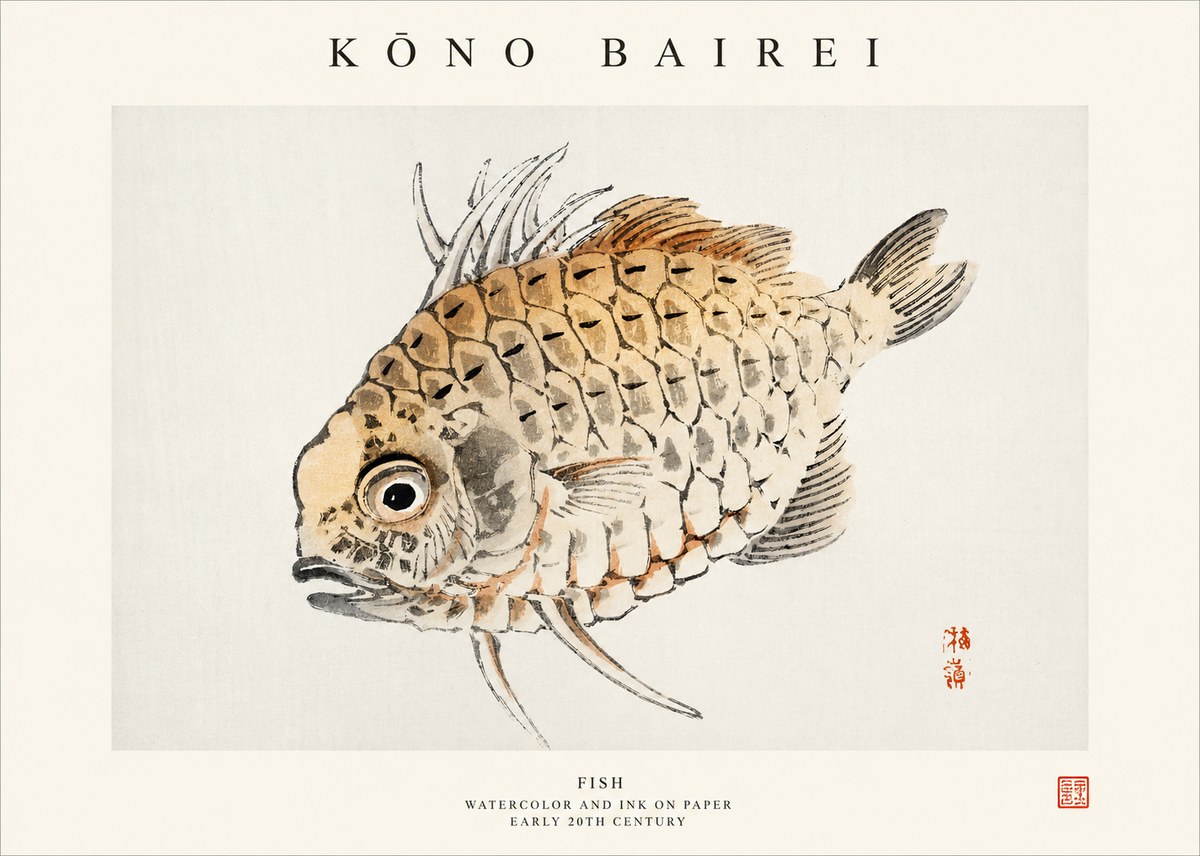 Kōno Bairei Fish III No1 - Plakát