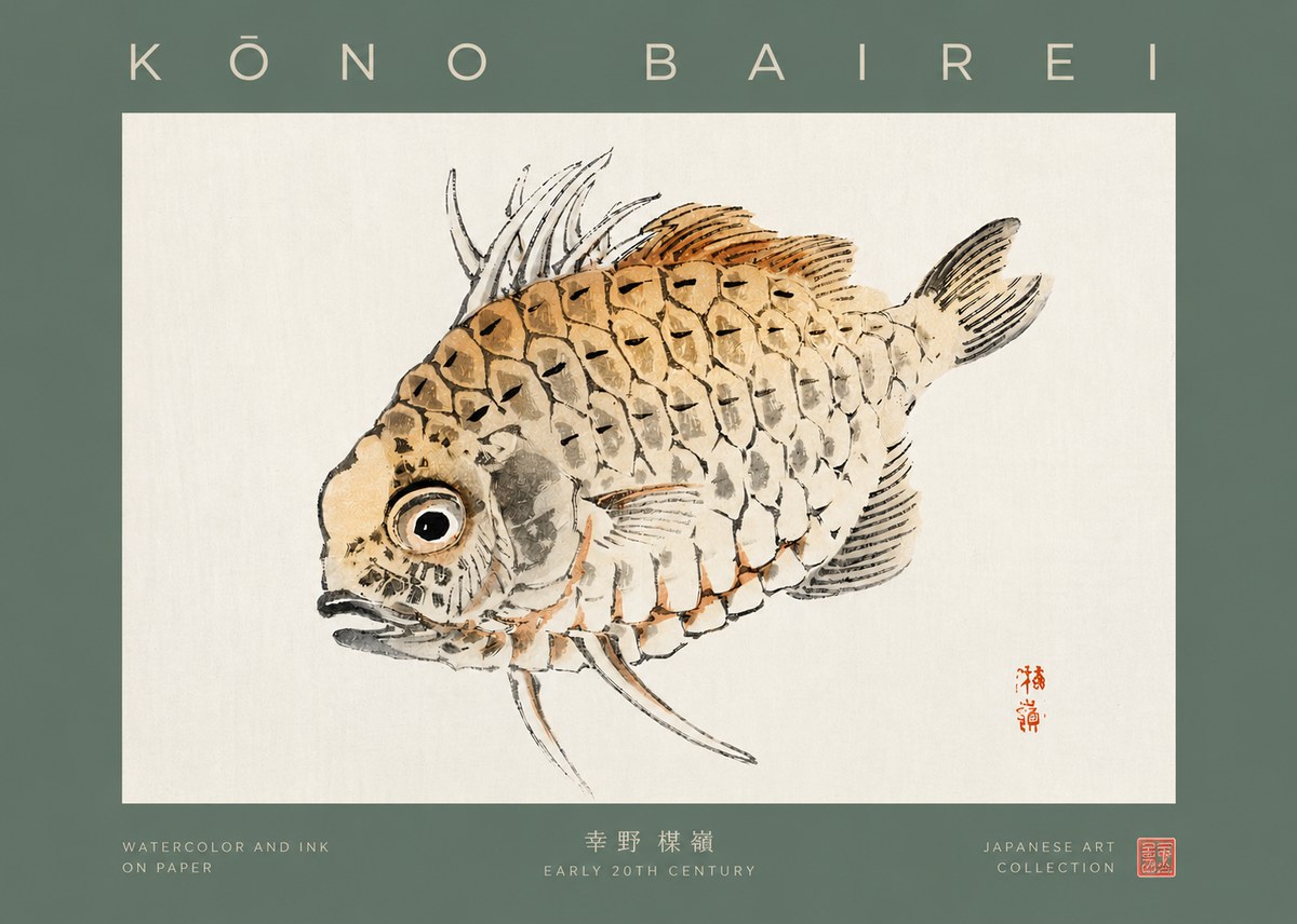 Kōno Bairei Fish III No2 - Plakát