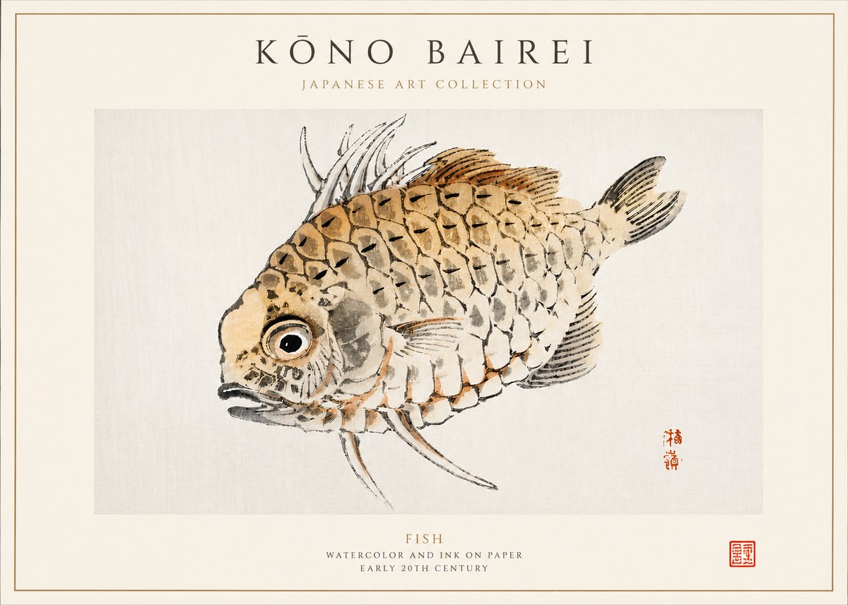 Kōno Bairei Fish III No3 - Plakát