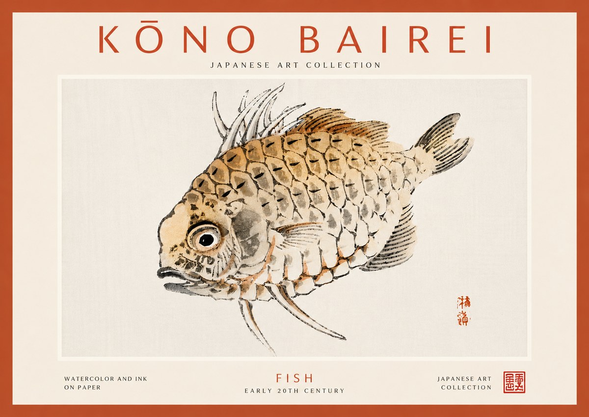 Kōno Bairei Fish III No6 - Plakát