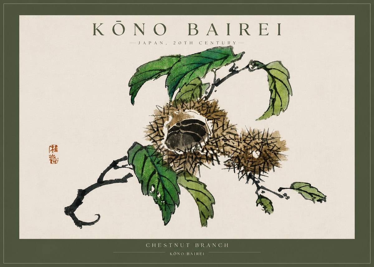Kōno Bairei Chestnut Branch No4 - Plakát