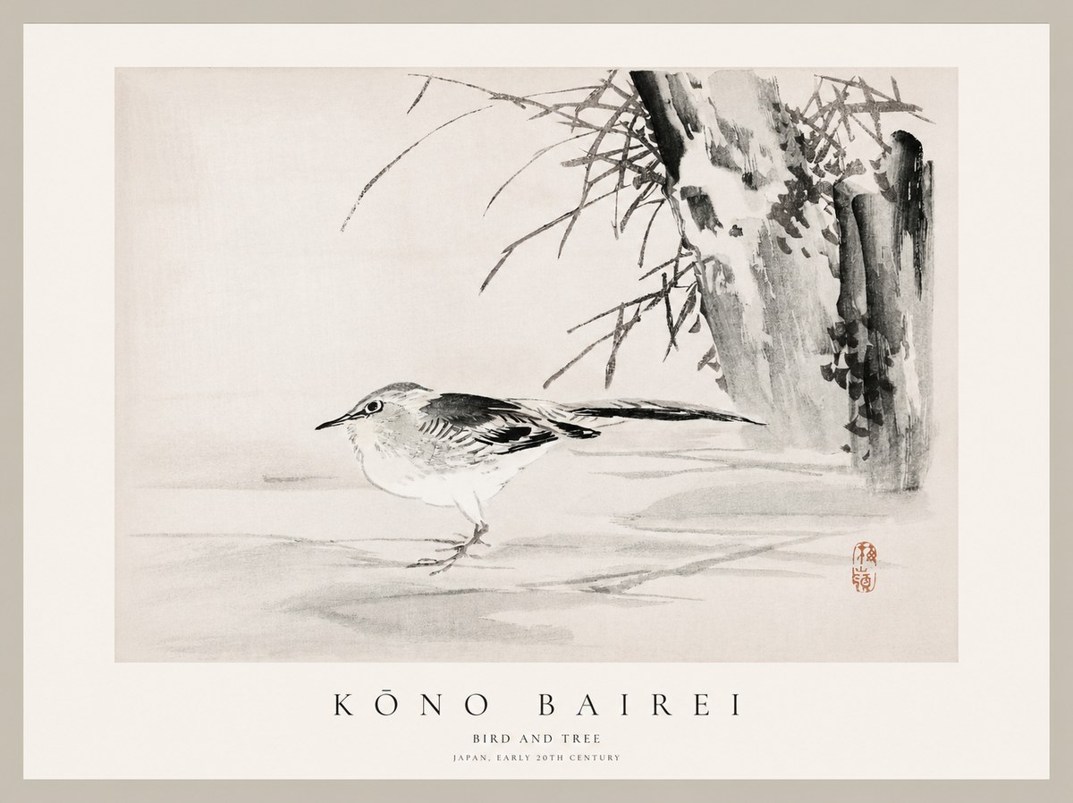 Kōno Bairei Bird and Tree No1 - Plakát