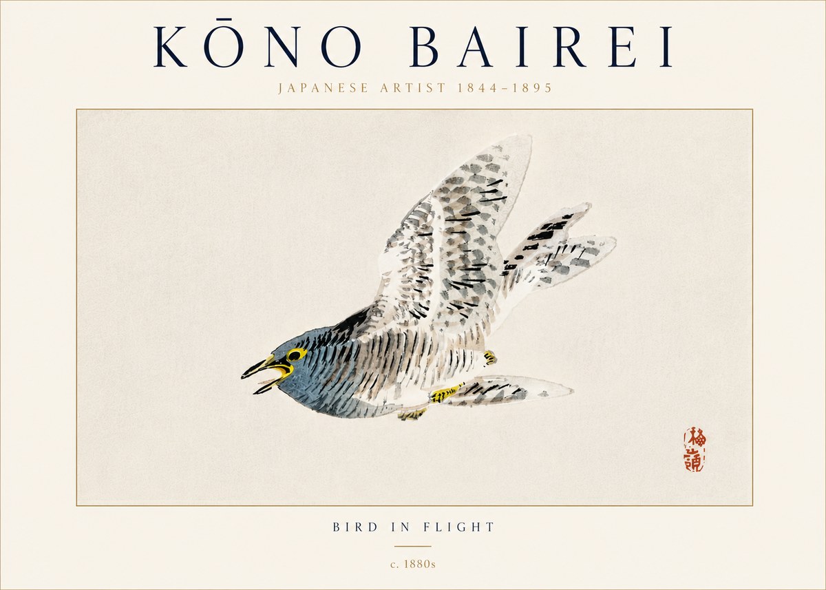 Kōno Bairei Bird in Flight No5 - Plakát