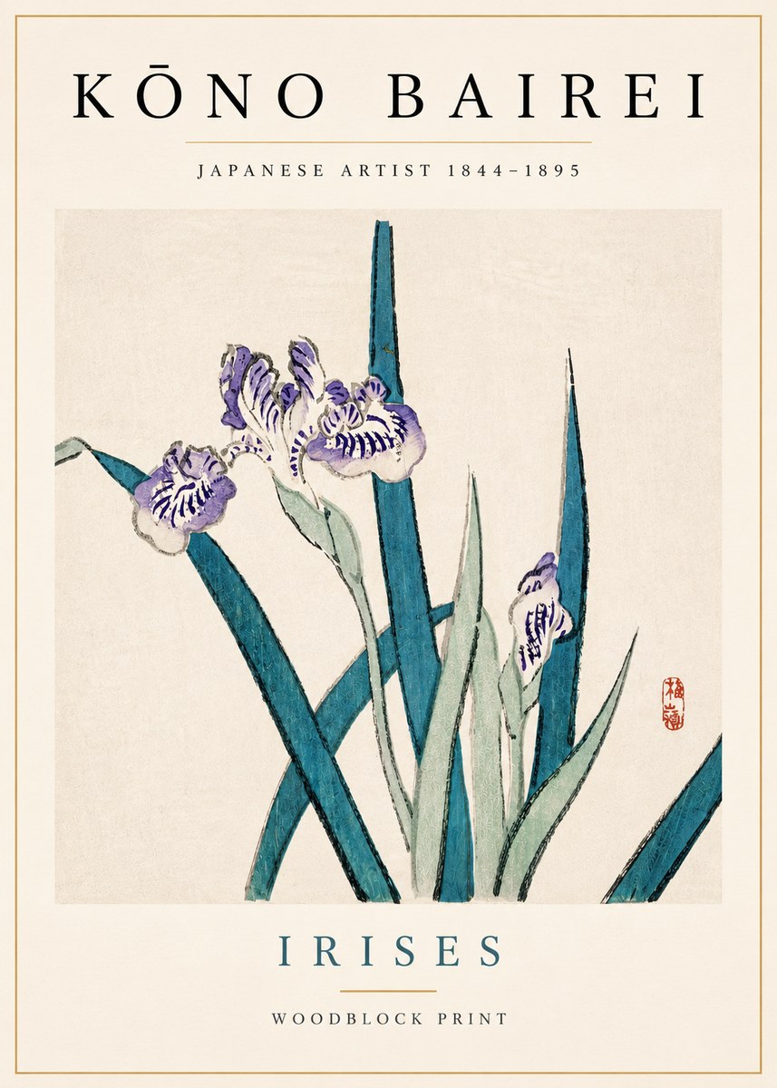 Kōno Bairei Irises No4 - Plakát