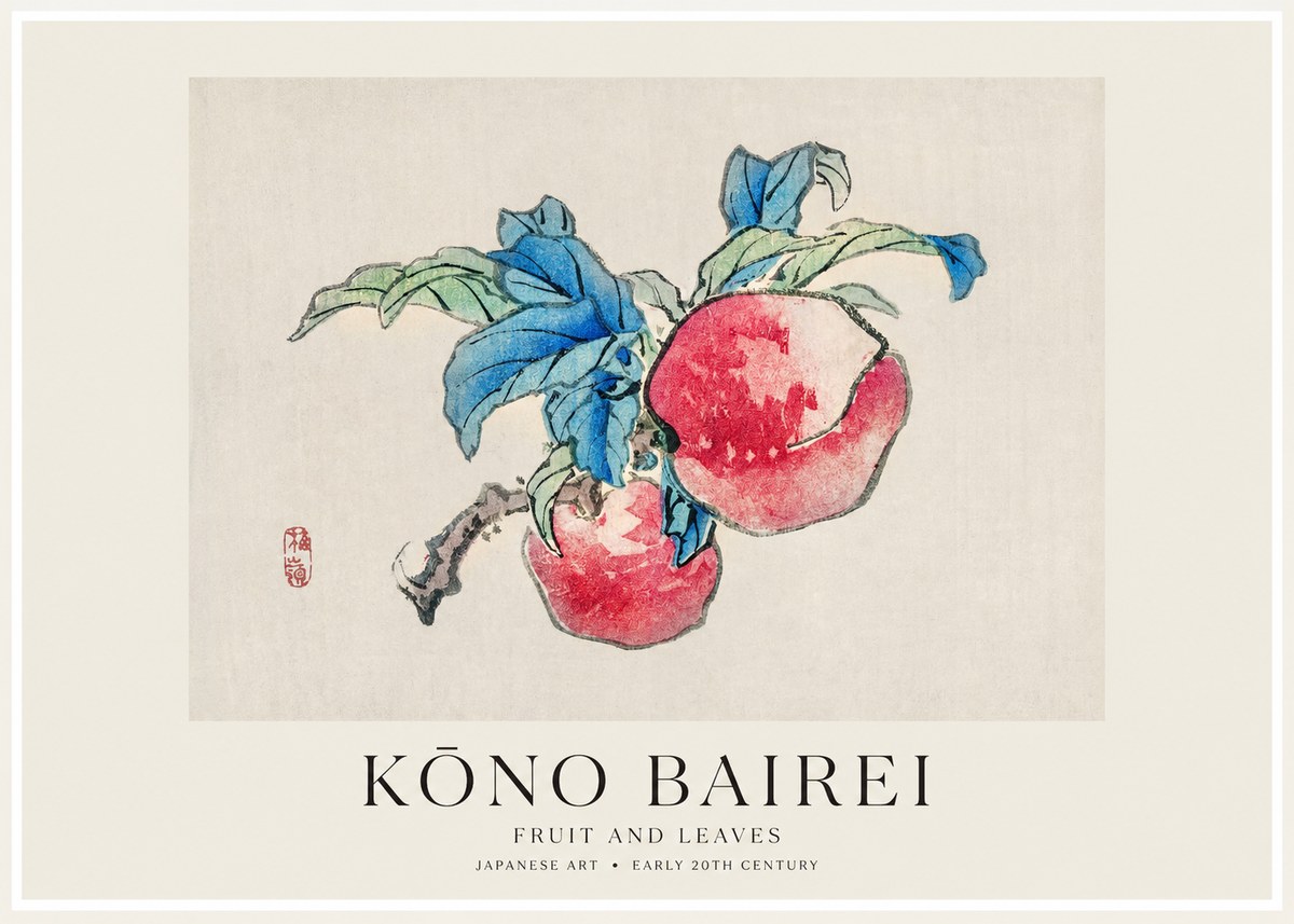 Kōno Bairei Fruit and Leaves No1 - Plakát