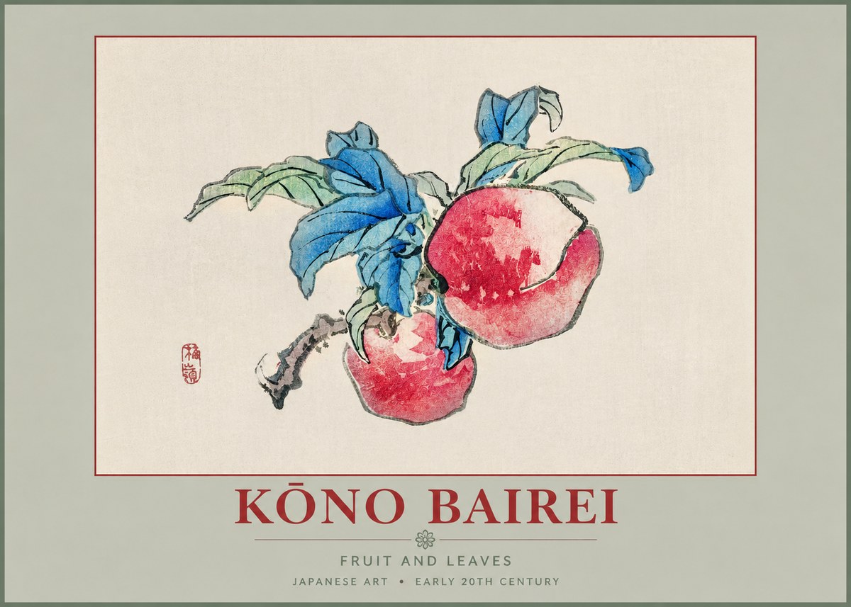 Kōno Bairei Fruit and Leaves No2 - Plakát