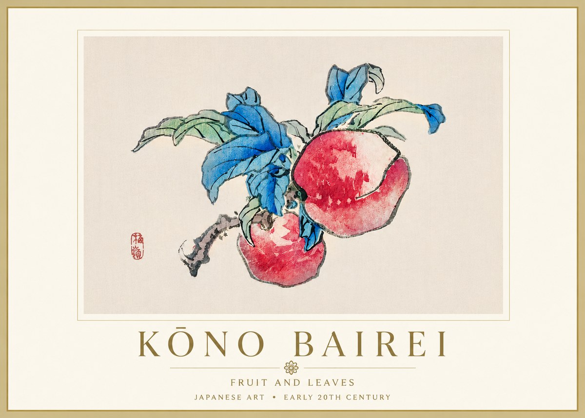 Kōno Bairei Fruit and Leaves No6 - Plakát