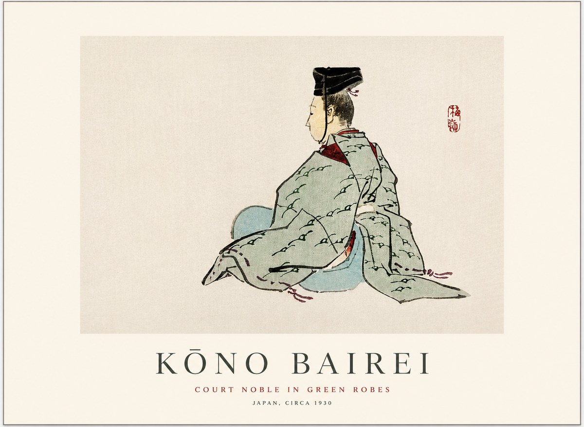 Kōno Bairei Court Noble in Green Robes No1 - Plakát