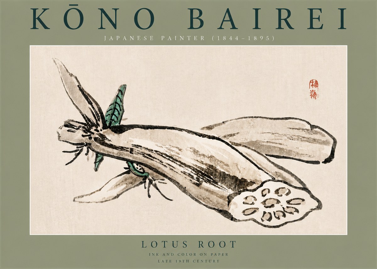 Kōno Bairei Lotus Root No2 - Plakát