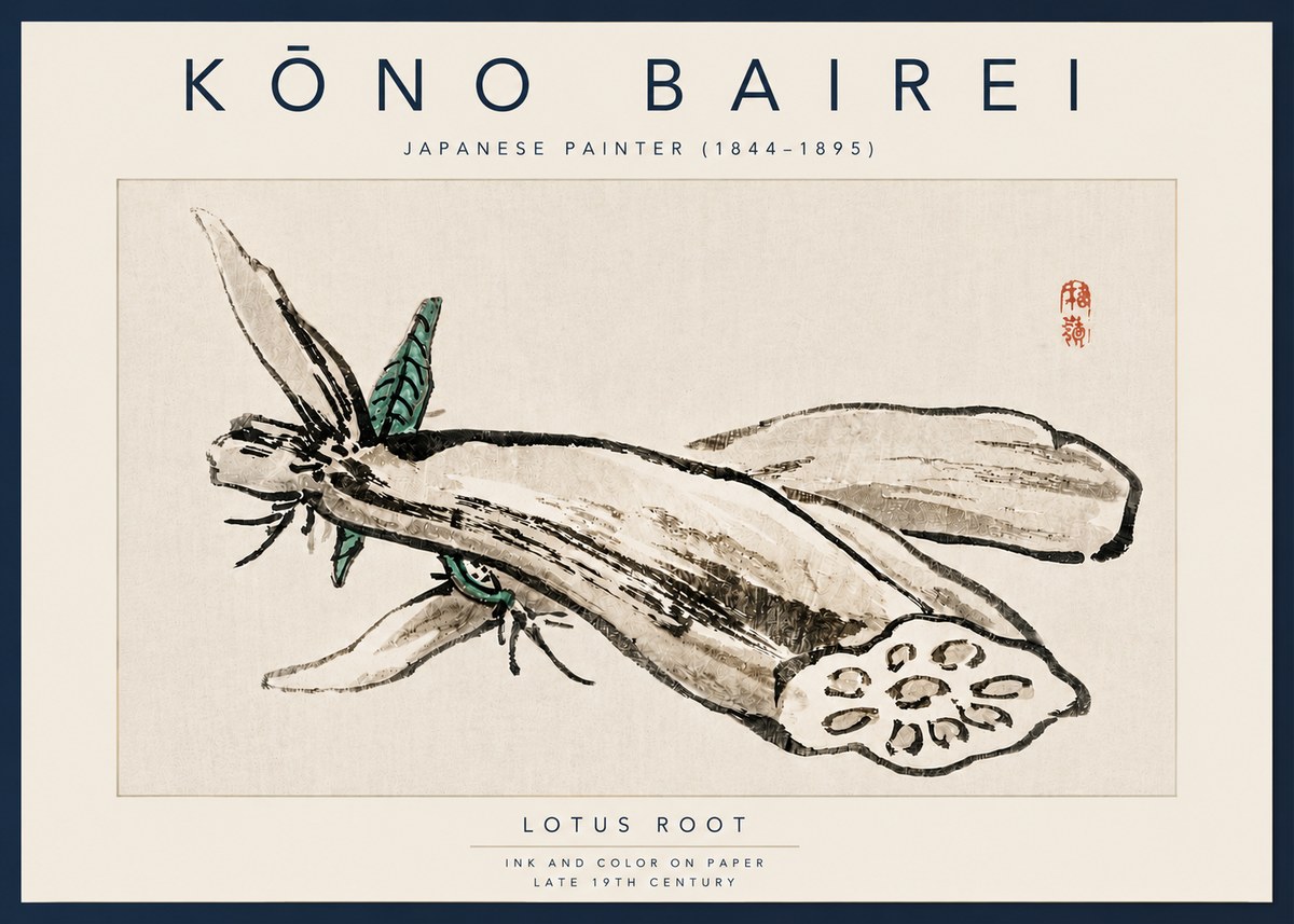 Kōno Bairei Lotus Root No4 - Plakát