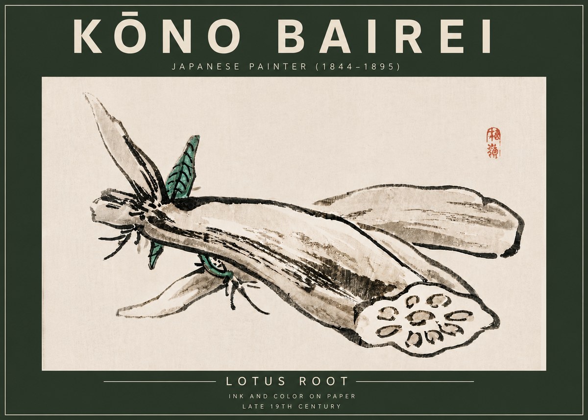 Kōno Bairei Lotus Root No6 - Plakát