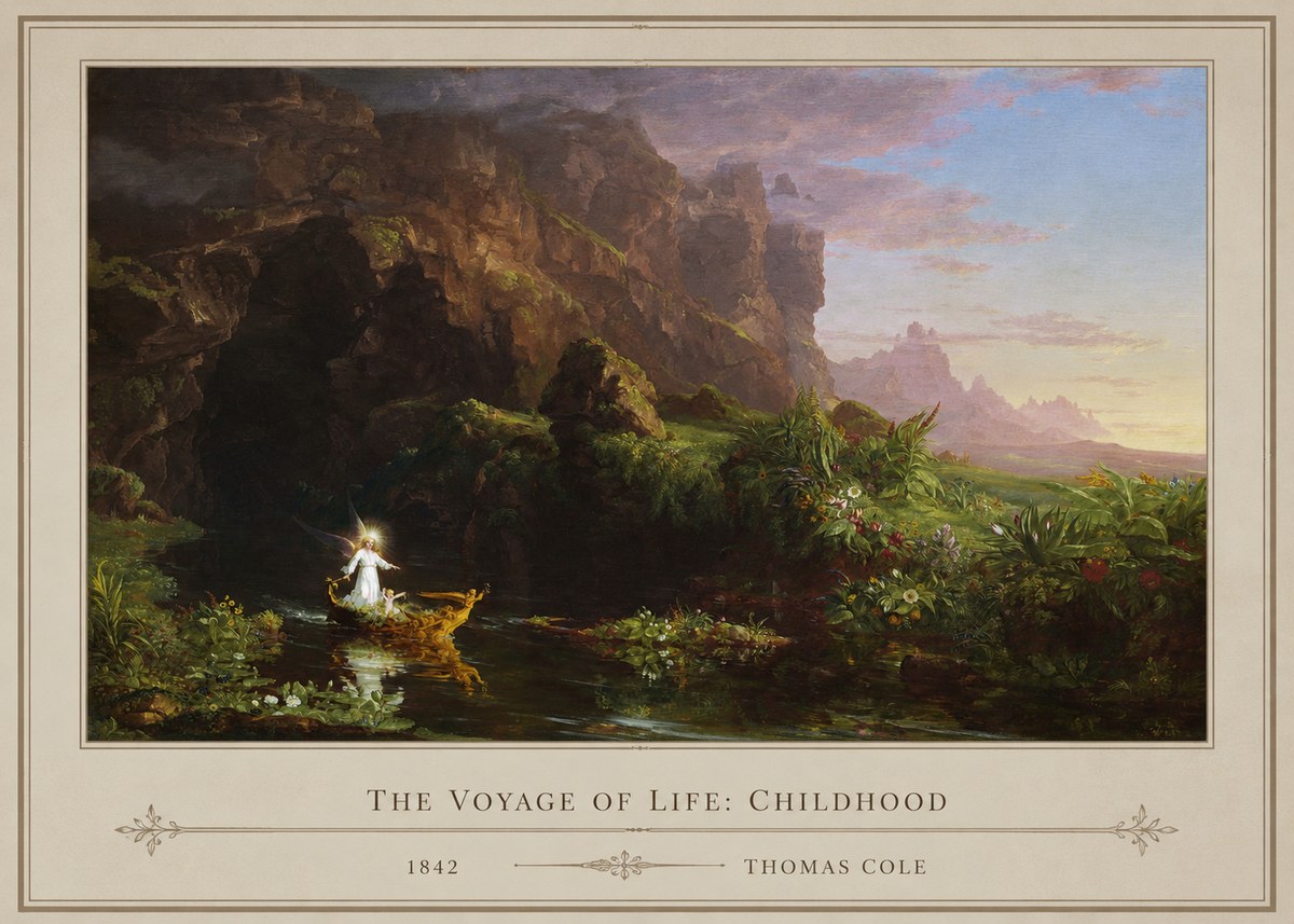 Thomas Cole The Voyage of Life: Childhood I No1 - Plakát