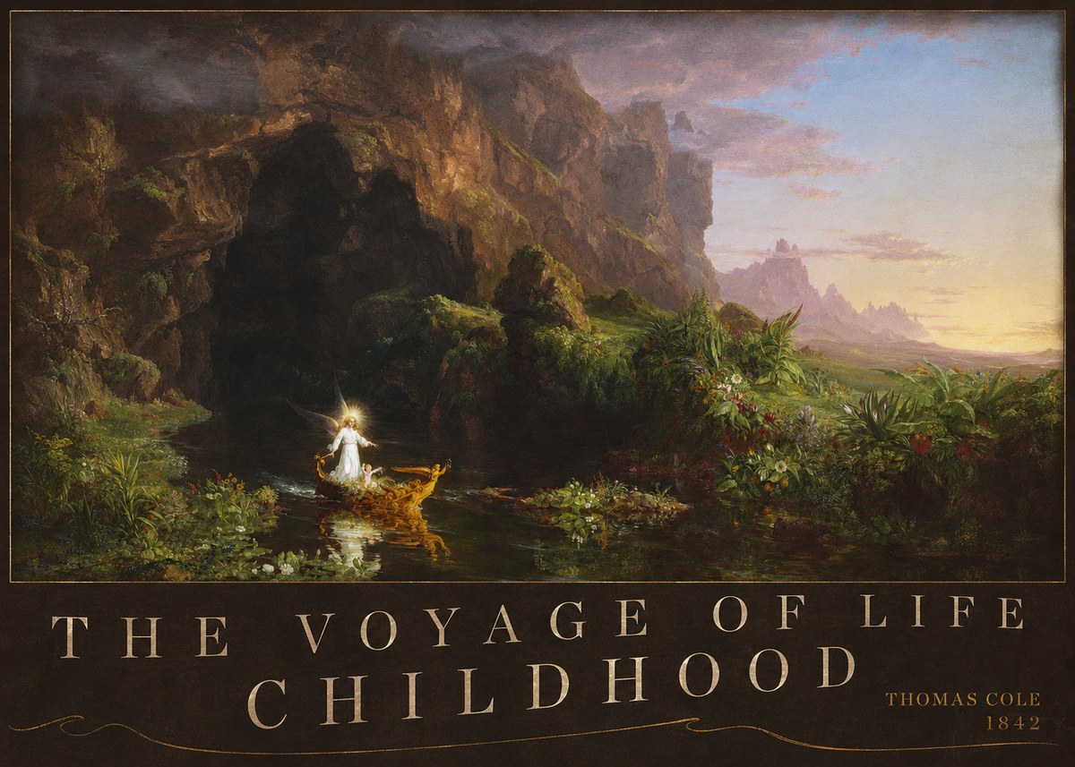 Thomas Cole The Voyage of Life: Childhood I No4 - Plakát
