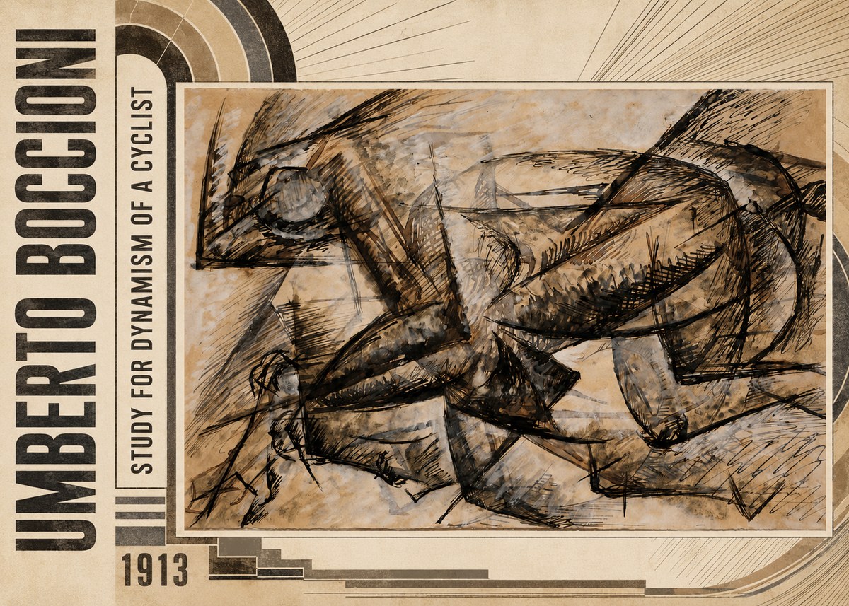 Umberto Boccioni Study for Dynamism of a Cyclist No2 - Plakát