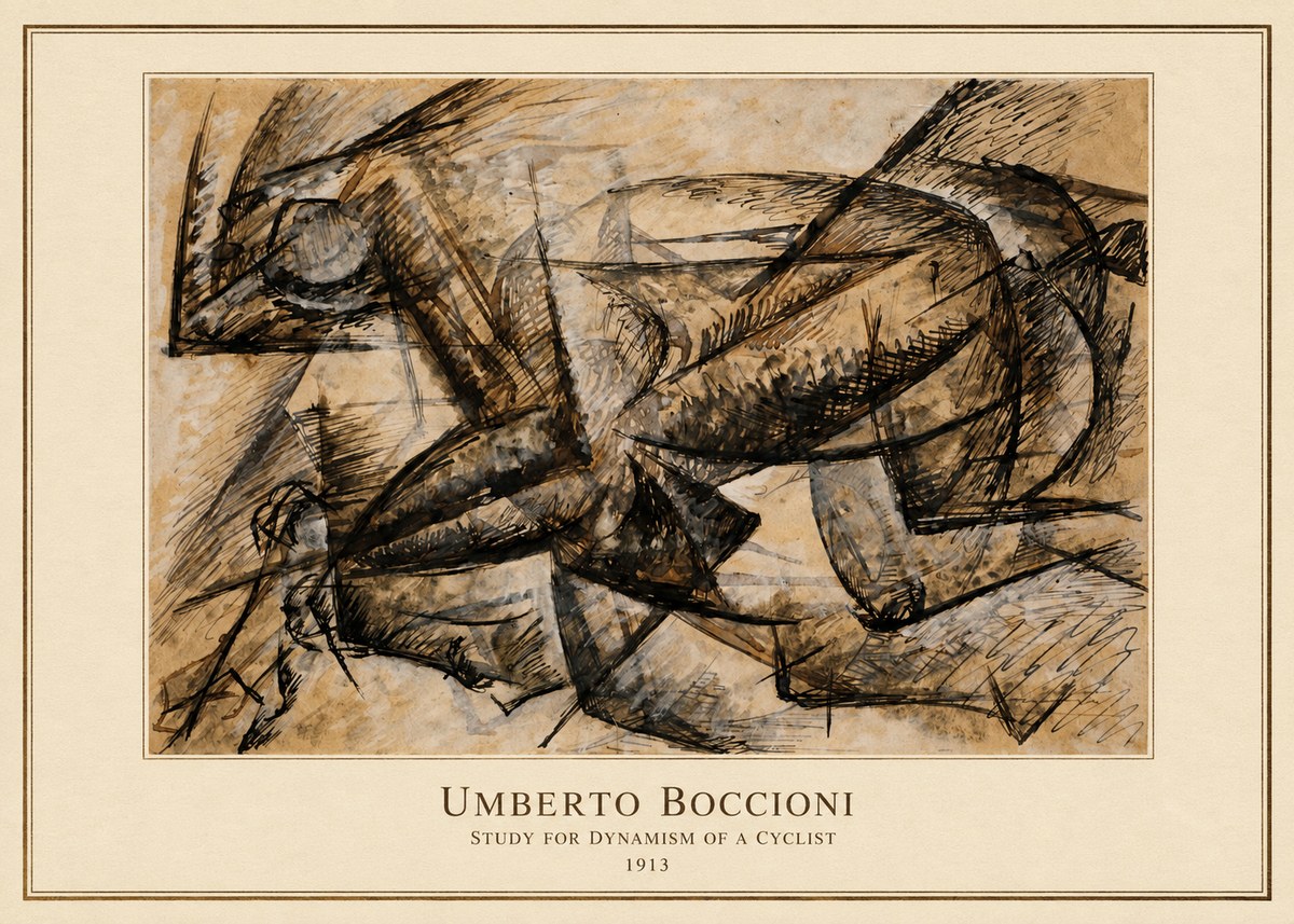 Umberto Boccioni Study for Dynamism of a Cyclist No4 - Plakát