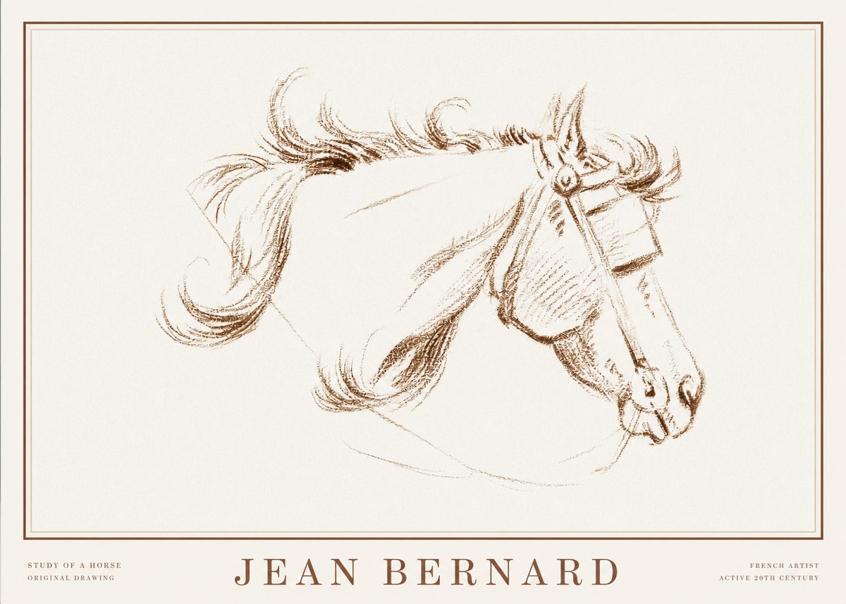 Jean Bernard Study of a Horse I No2 - Plakát