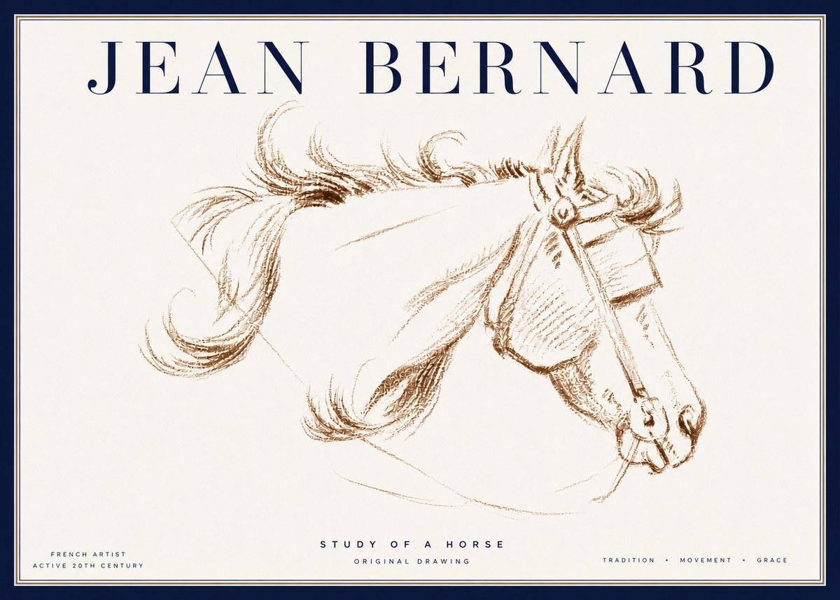 Jean Bernard Study of a Horse I No4 - Plakát