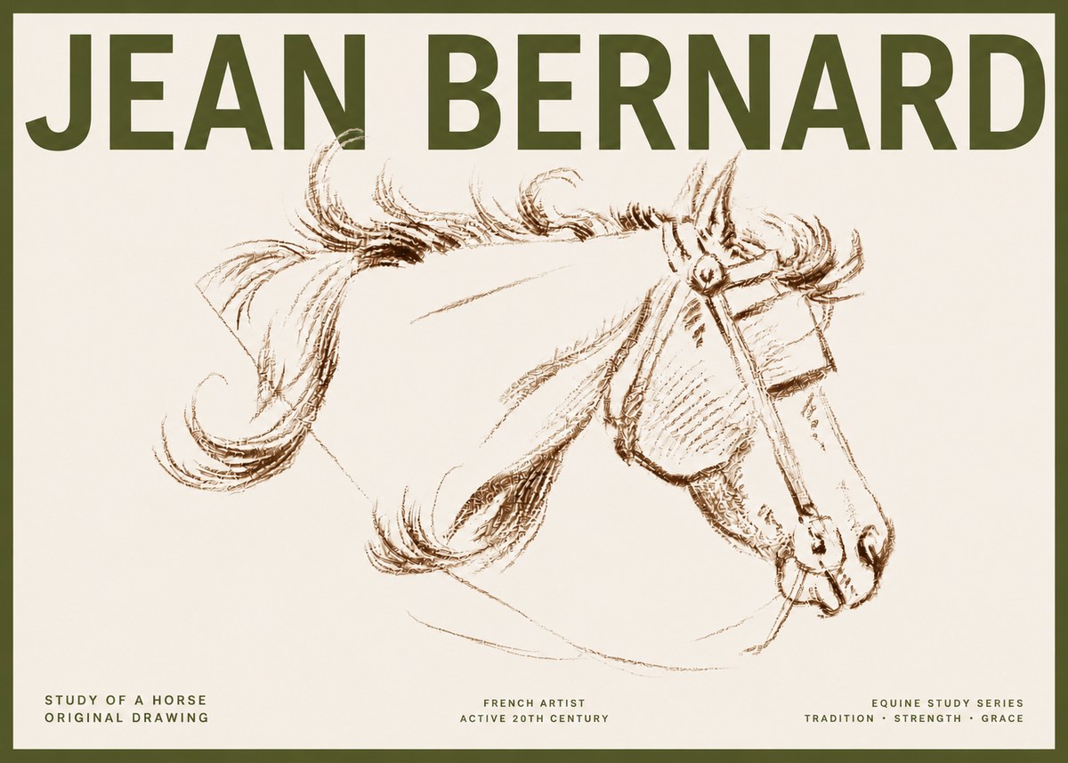 Jean Bernard Study of a Horse I No5 - Plakát