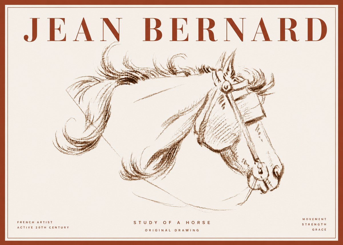 Jean Bernard Study of a Horse I No6 - Plakát