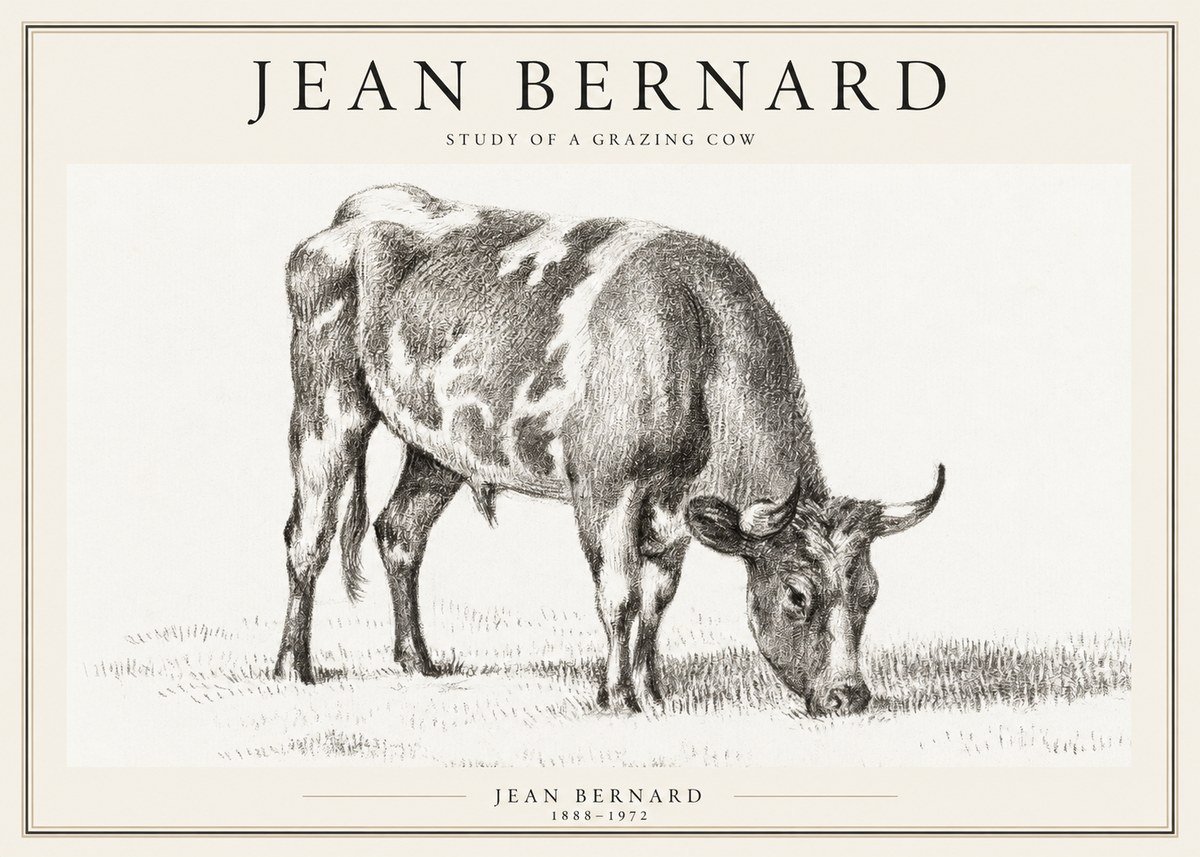 Jean Bernard Grazing Cow I No2 - Plakát