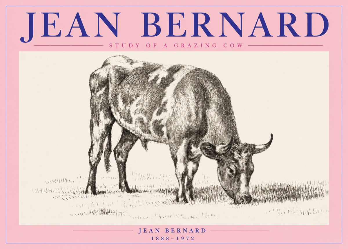 Jean Bernard Grazing Cow I No4 - Plakát