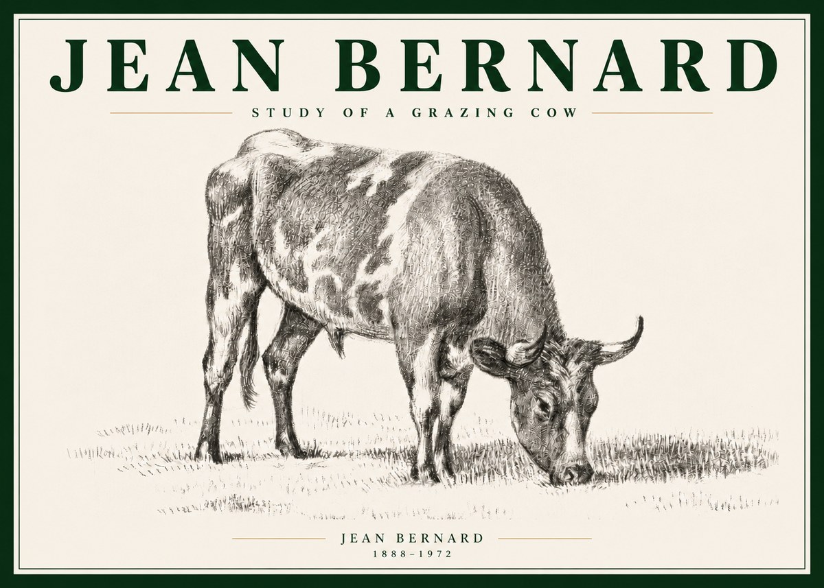 Jean Bernard Grazing Cow I No5 - Plakát