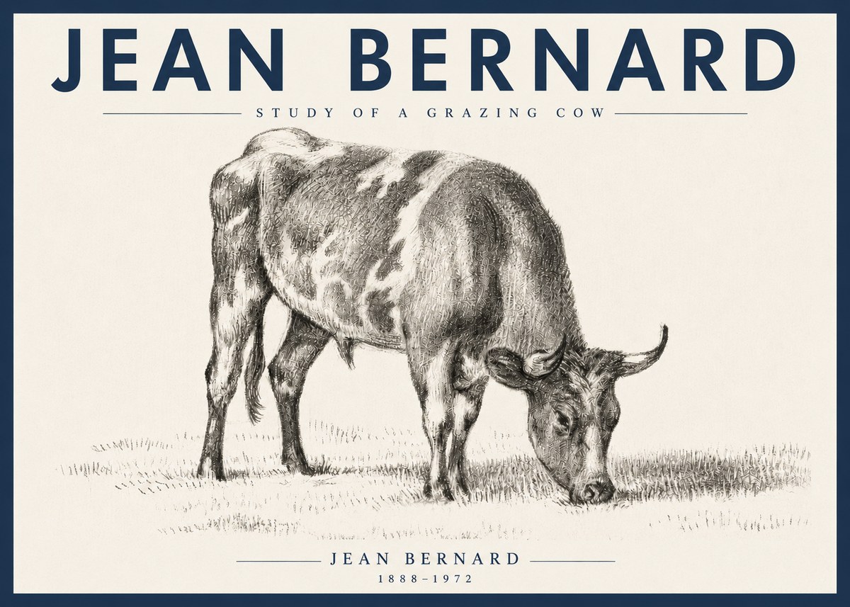 Jean Bernard Grazing Cow I No6 - Plakát