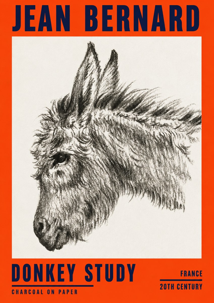 Jean Bernard Donkey Study I No2 - Plakát