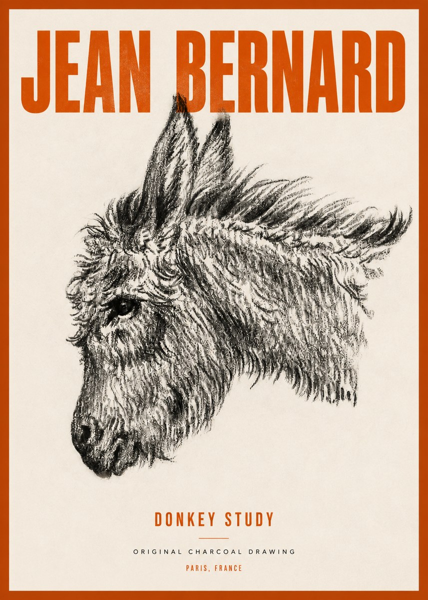 Jean Bernard Donkey Study I No4 - Plakát