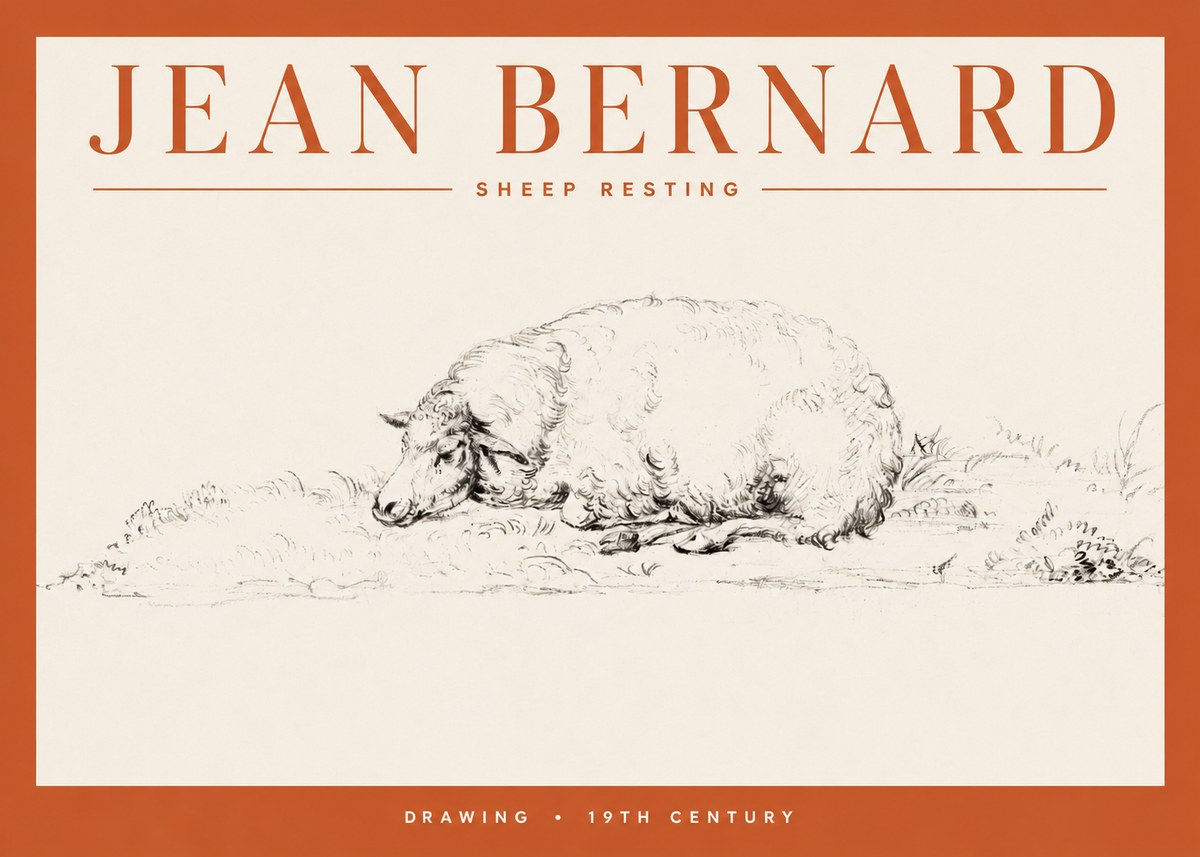 Jean Bernard Sheep Resting on the Ground No4 - Plakát
