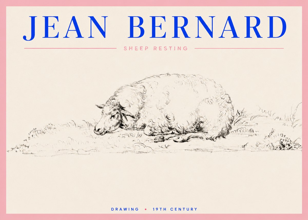 Jean Bernard Sheep Resting on the Ground No5 - Plakát