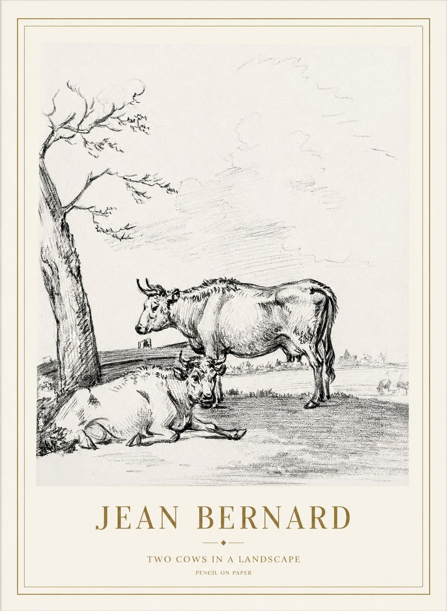 Jean Bernard Two Cows in a Landscape No1 - Plakát