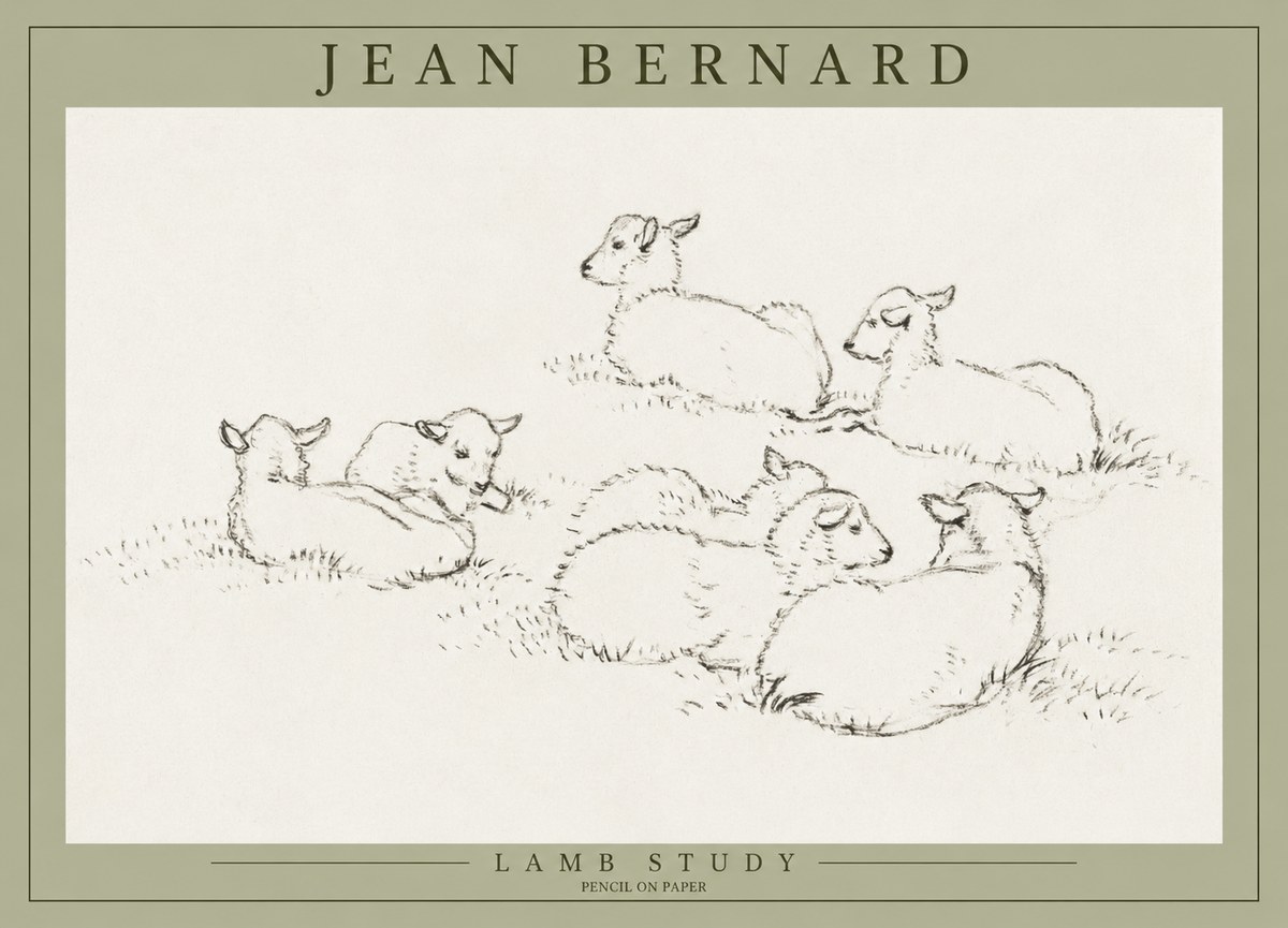 Jean Bernard Study of Lambs No3 - Plakát