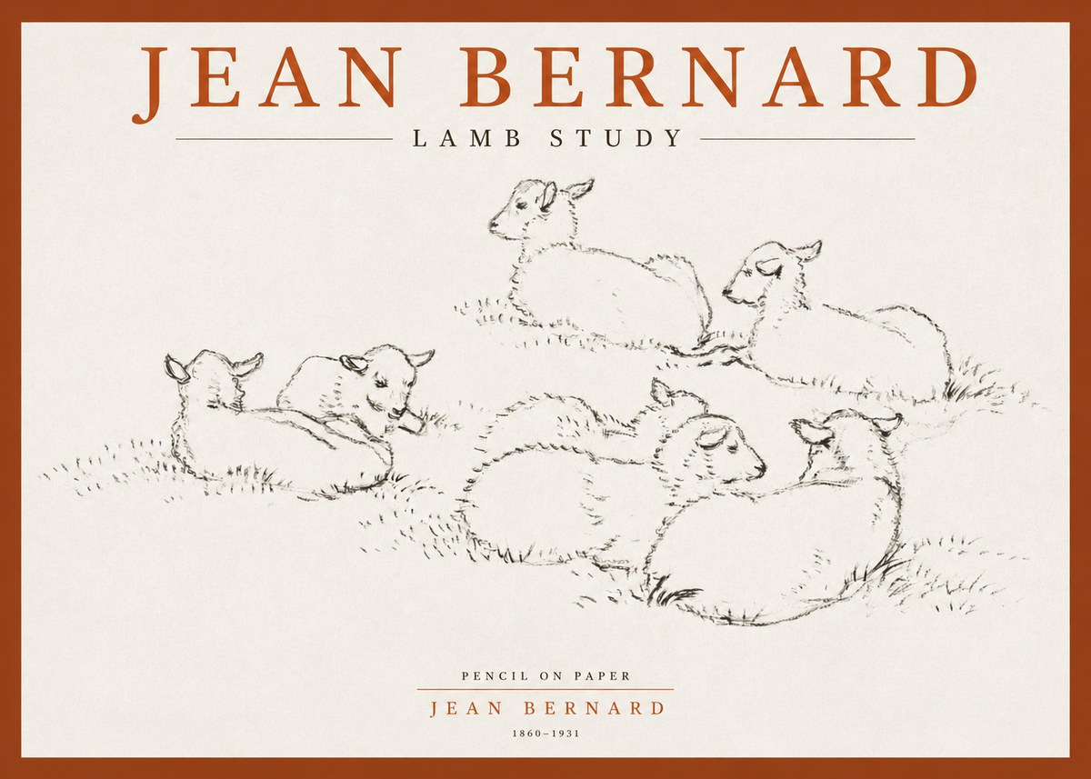 Jean Bernard Study of Lambs No4 - Plakát