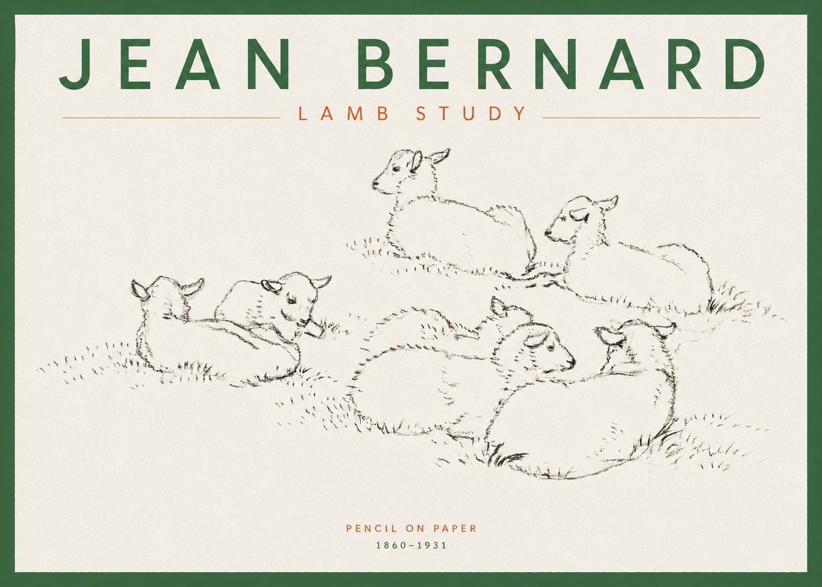 Jean Bernard Study of Lambs No5 - Plakát