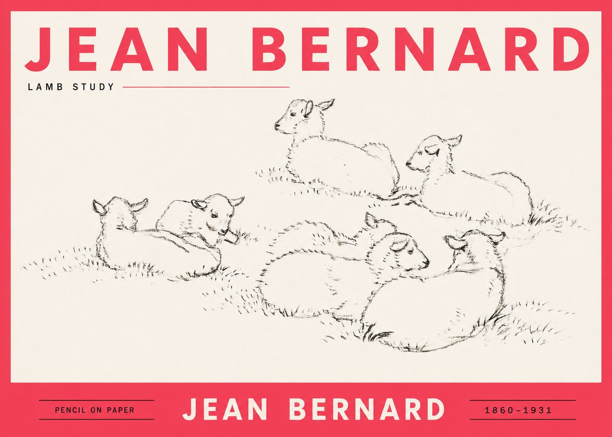 Jean Bernard Study of Lambs No6 - Plakát