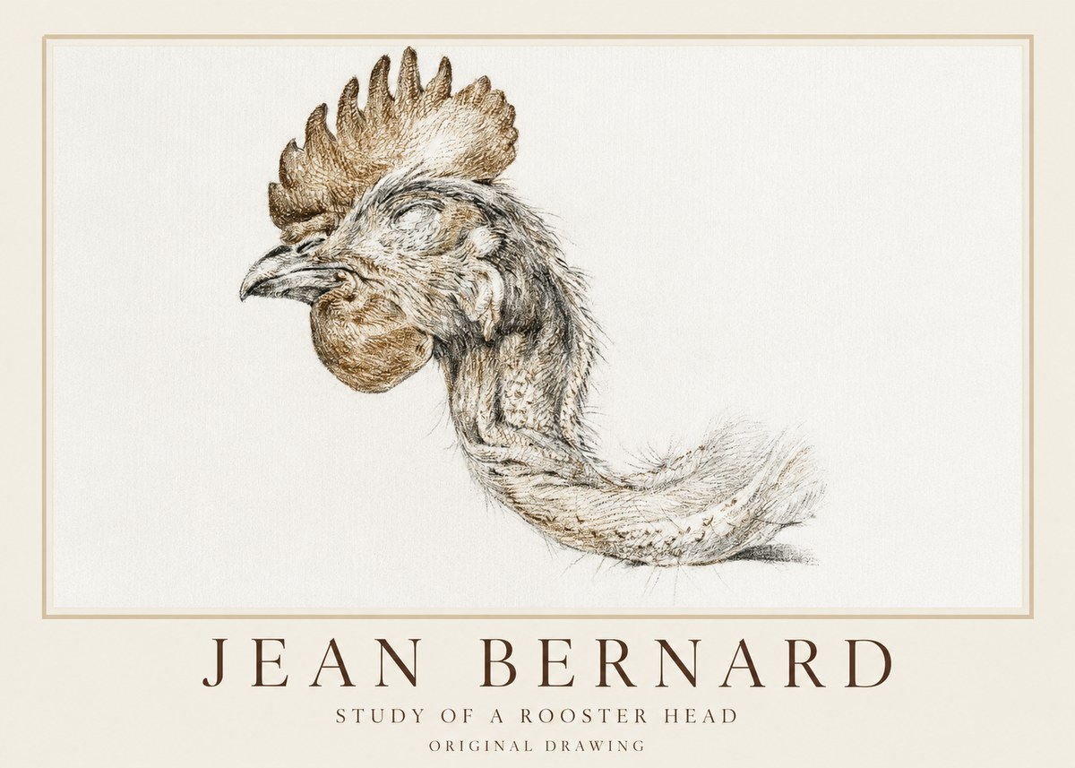 Jean Bernard Study of a Rooster Head No1 - Plakát
