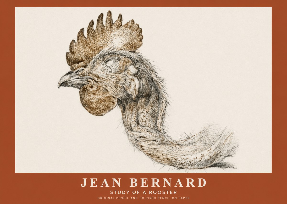 Jean Bernard Study of a Rooster Head No2 - Plakát