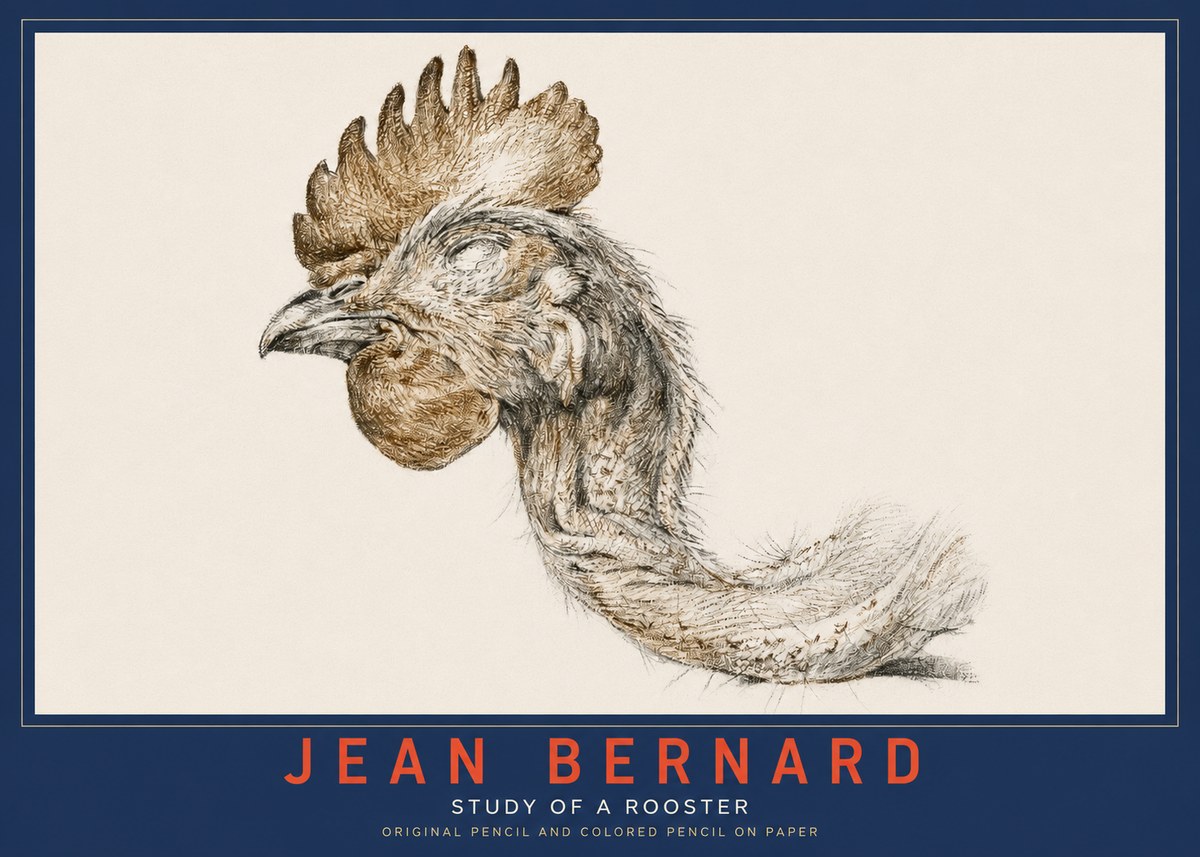 Jean Bernard Study of a Rooster Head No3 - Plakát
