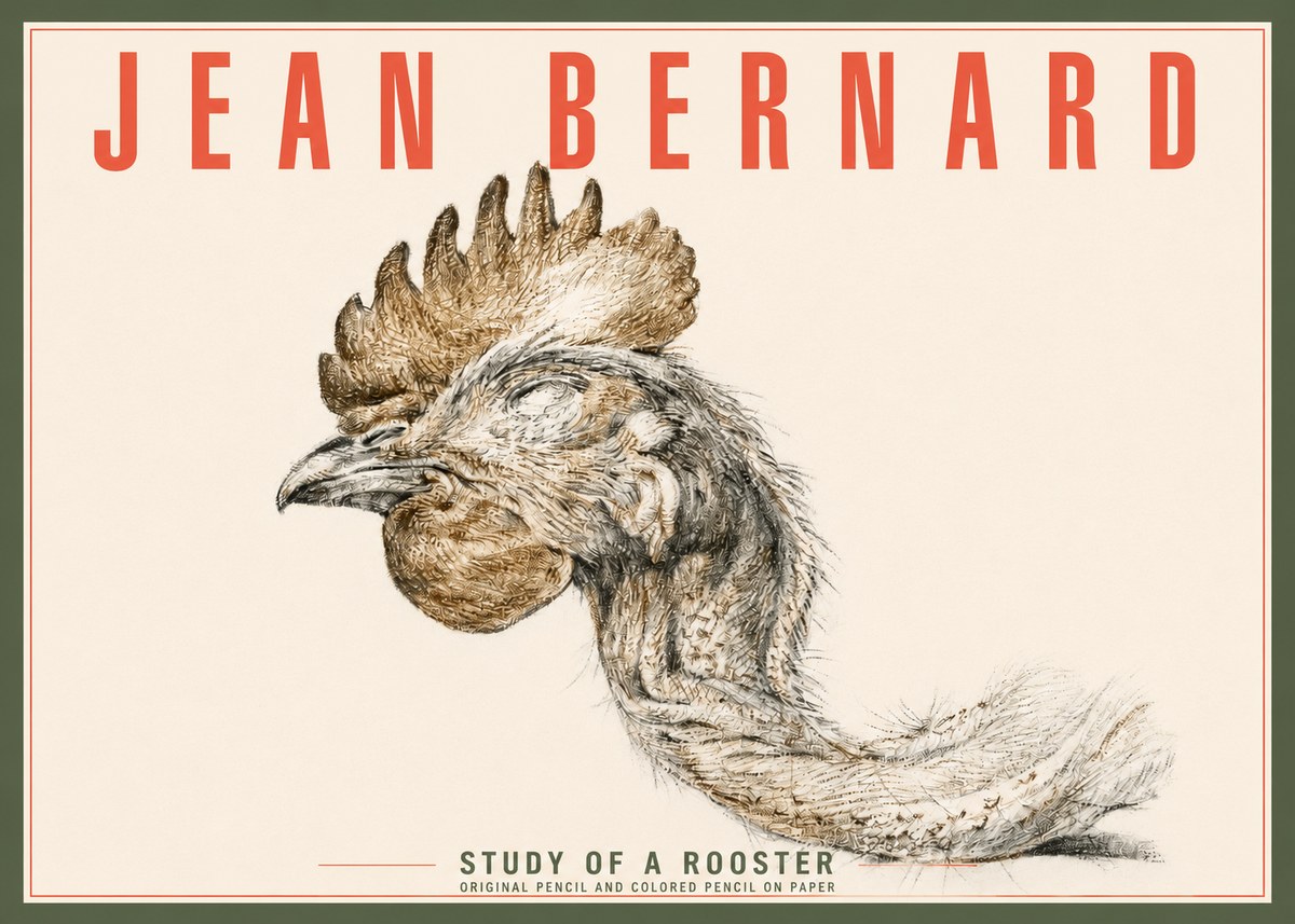 Jean Bernard Study of a Rooster Head No4 - Plakát