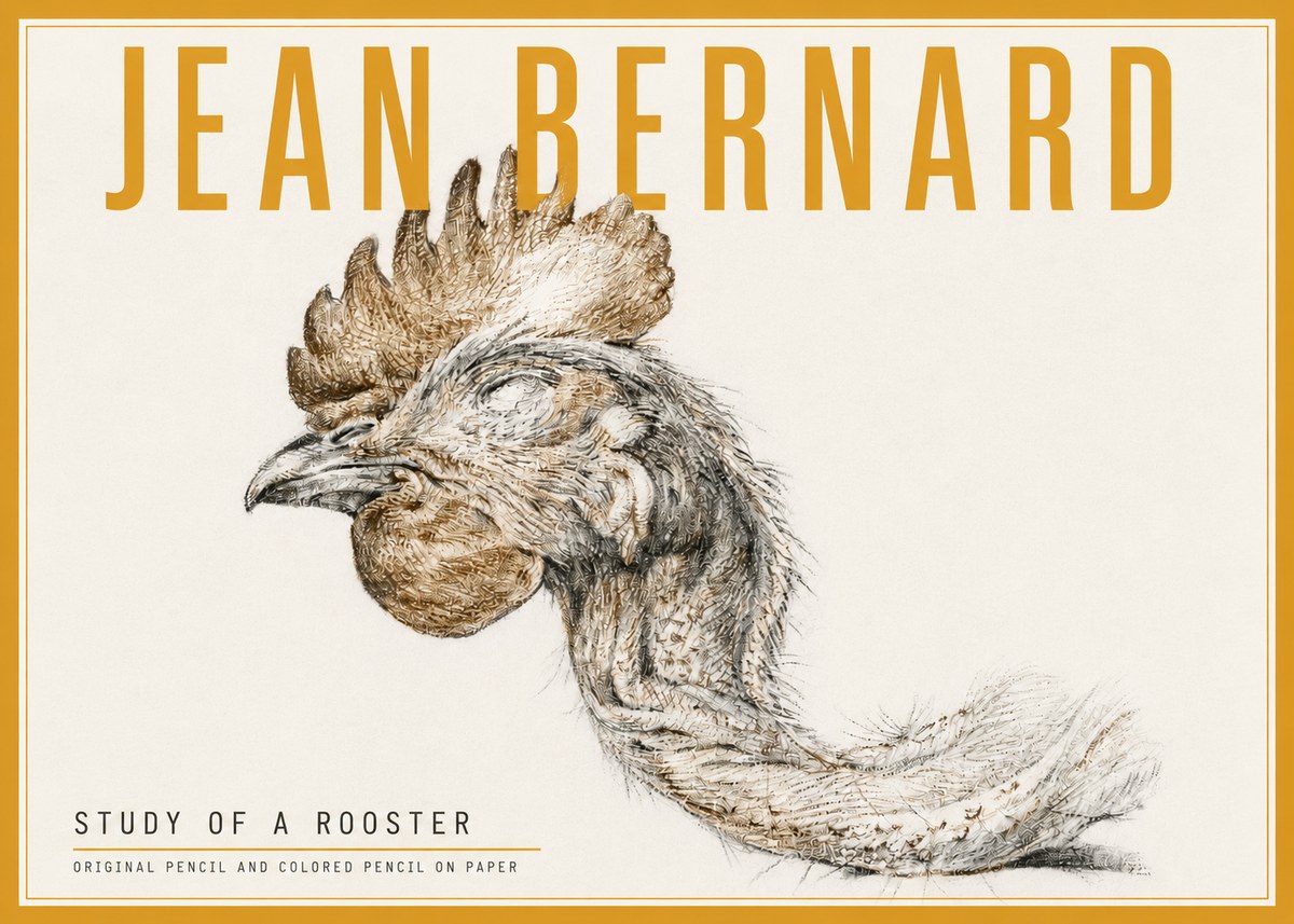 Jean Bernard Study of a Rooster Head No5 - Plakát