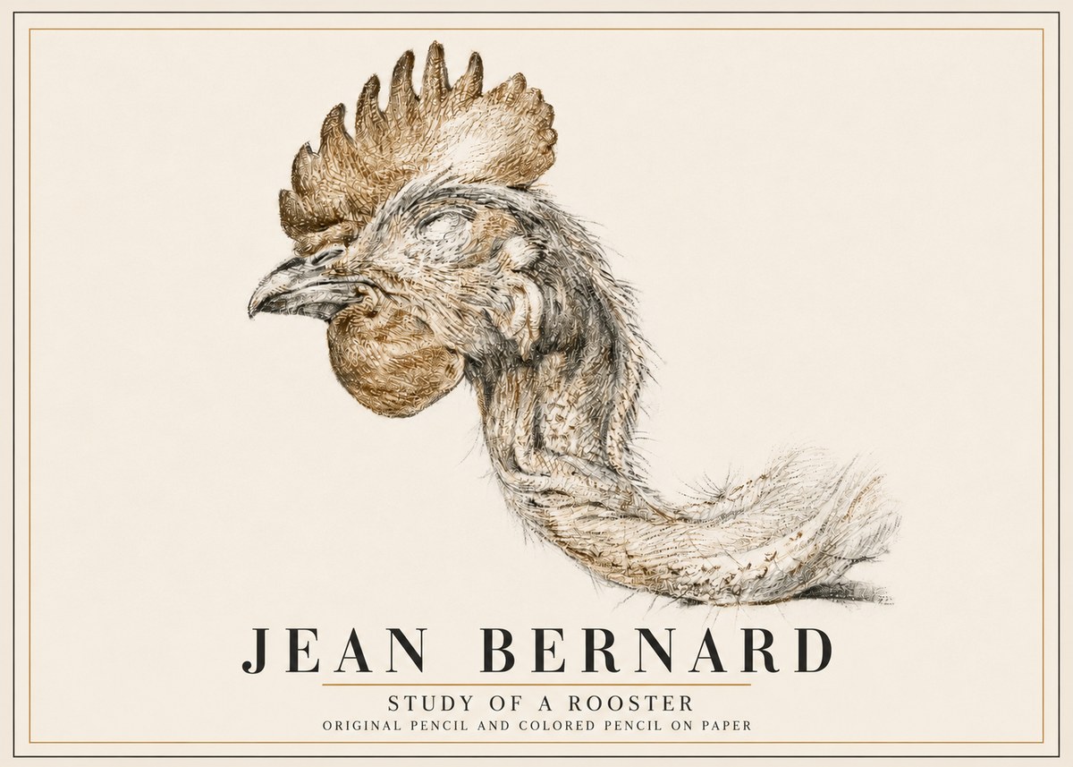 Jean Bernard Study of a Rooster Head No6 - Plakát
