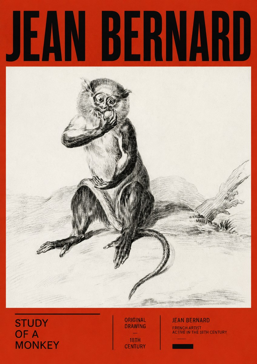 Jean Bernard Study of a Monkey No2 - Plakát