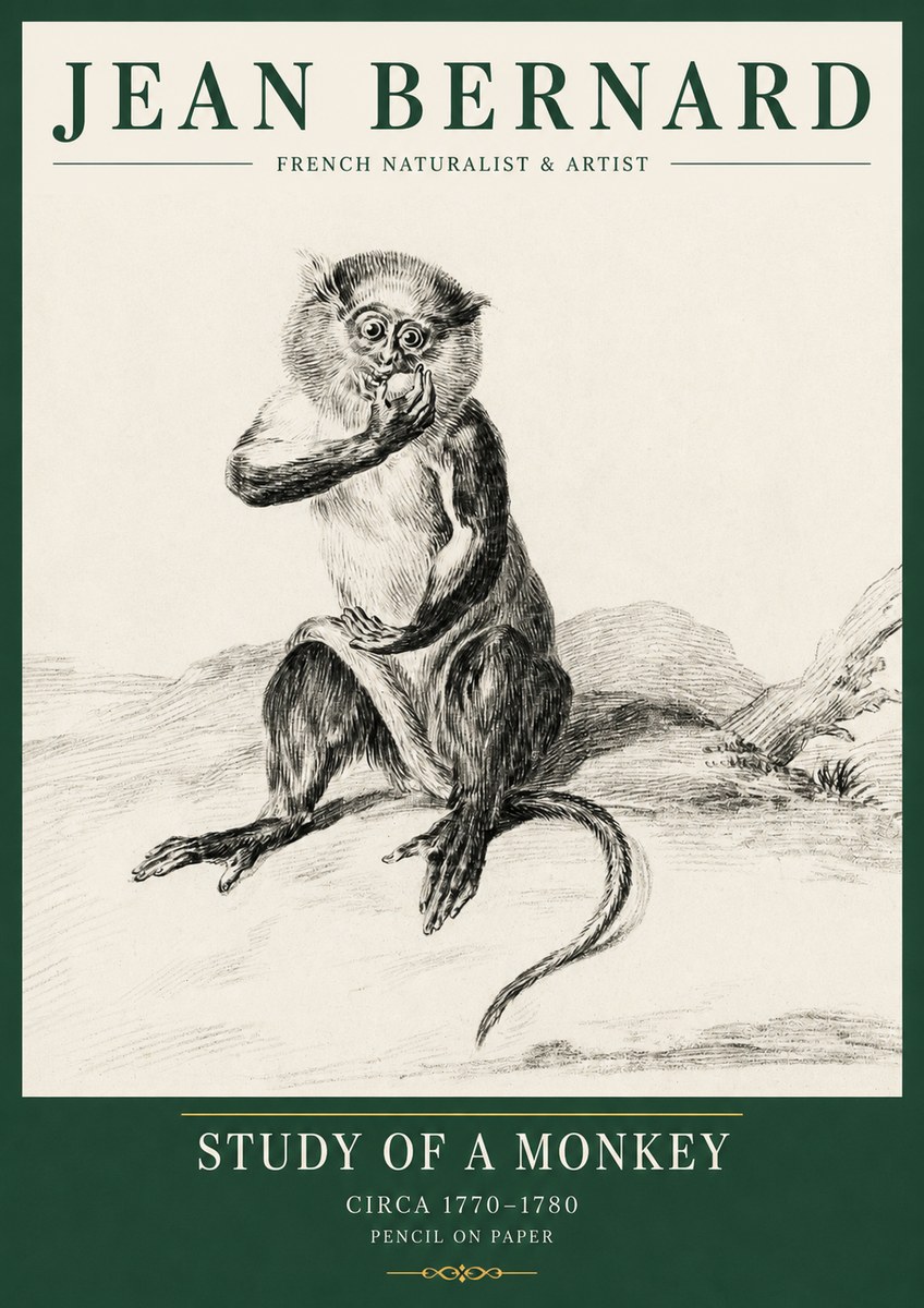 Jean Bernard Study of a Monkey No5 - Plakát
