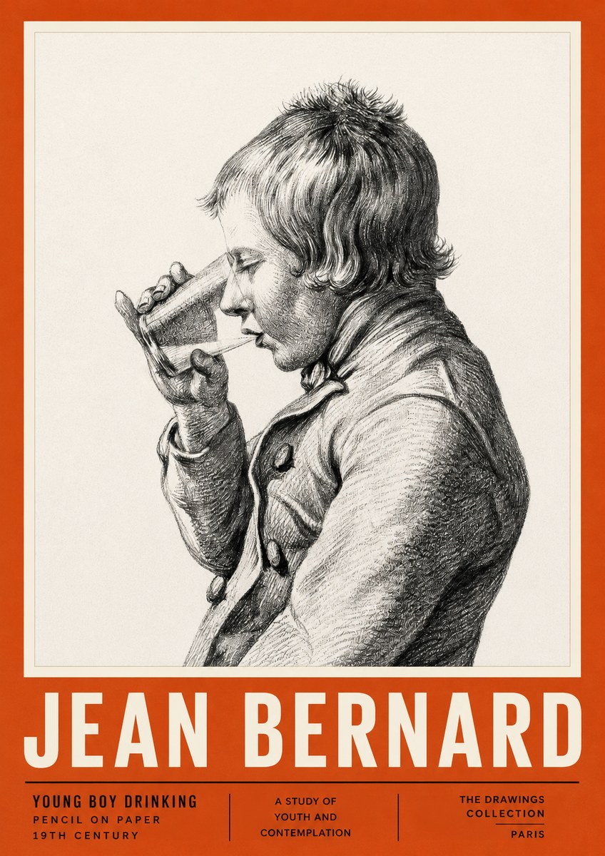 Jean Bernard Young Boy Drinking No2 - Plakát