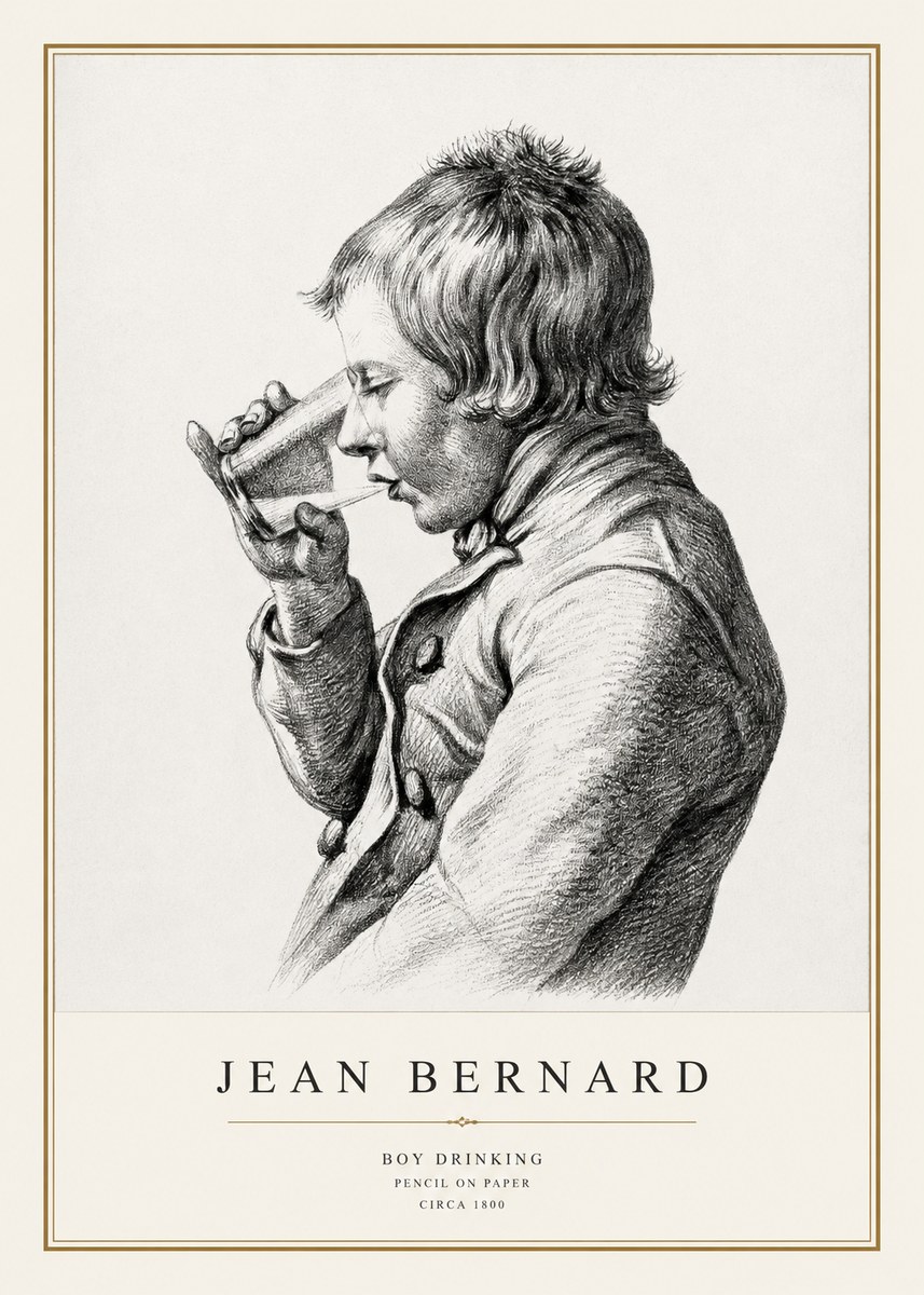 Jean Bernard Young Boy Drinking No3 - Plakát