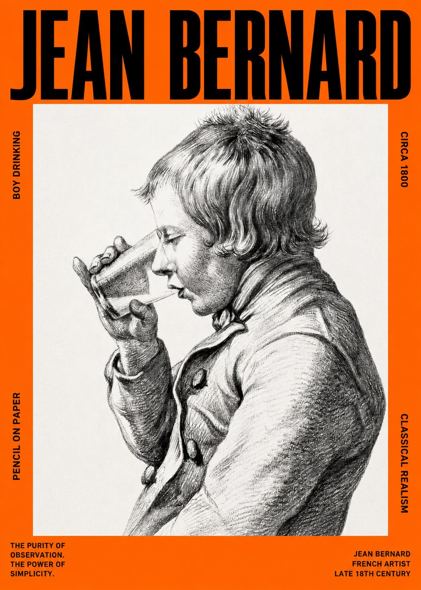 Jean Bernard Young Boy Drinking No4 - Plakát