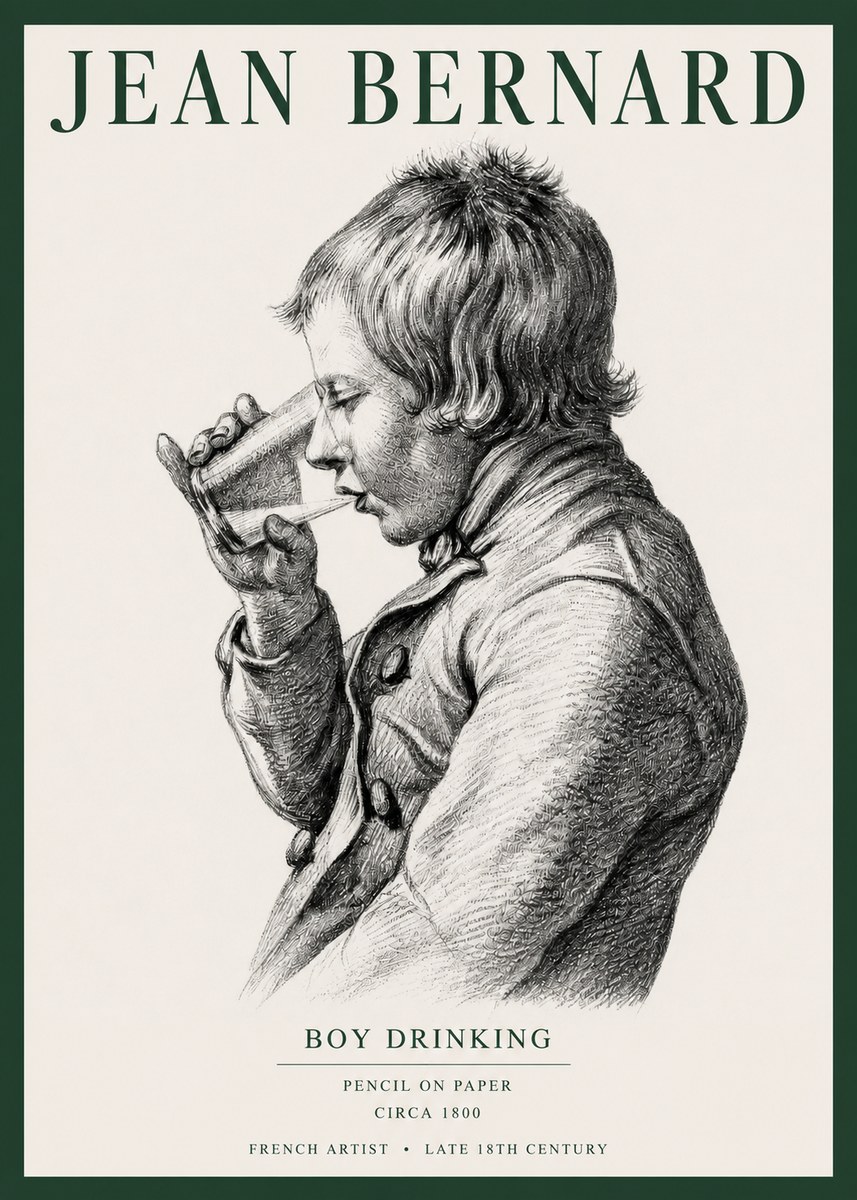 Jean Bernard Young Boy Drinking No5 - Plakát
